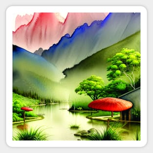 Magical Mountainscape, Nature Sticker